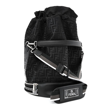 Fendi Mesh Cuoio Romano Vitello Stampa FF 1974 Embossed Logo Plate Mon Tresor Holdall Bag Black 2 of 9