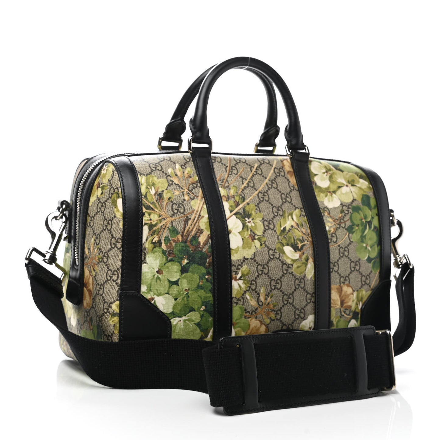 GG Supreme Monogram Blooms Medium Duffle Beige New Military Black