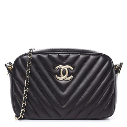 Chanel Lambskin Chevron Quilted Camera Case Black 1 of 12
