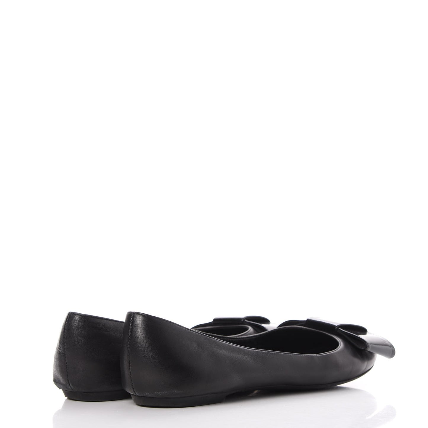 Calfskin Patent Bow Ballet Flats 36.5 Black