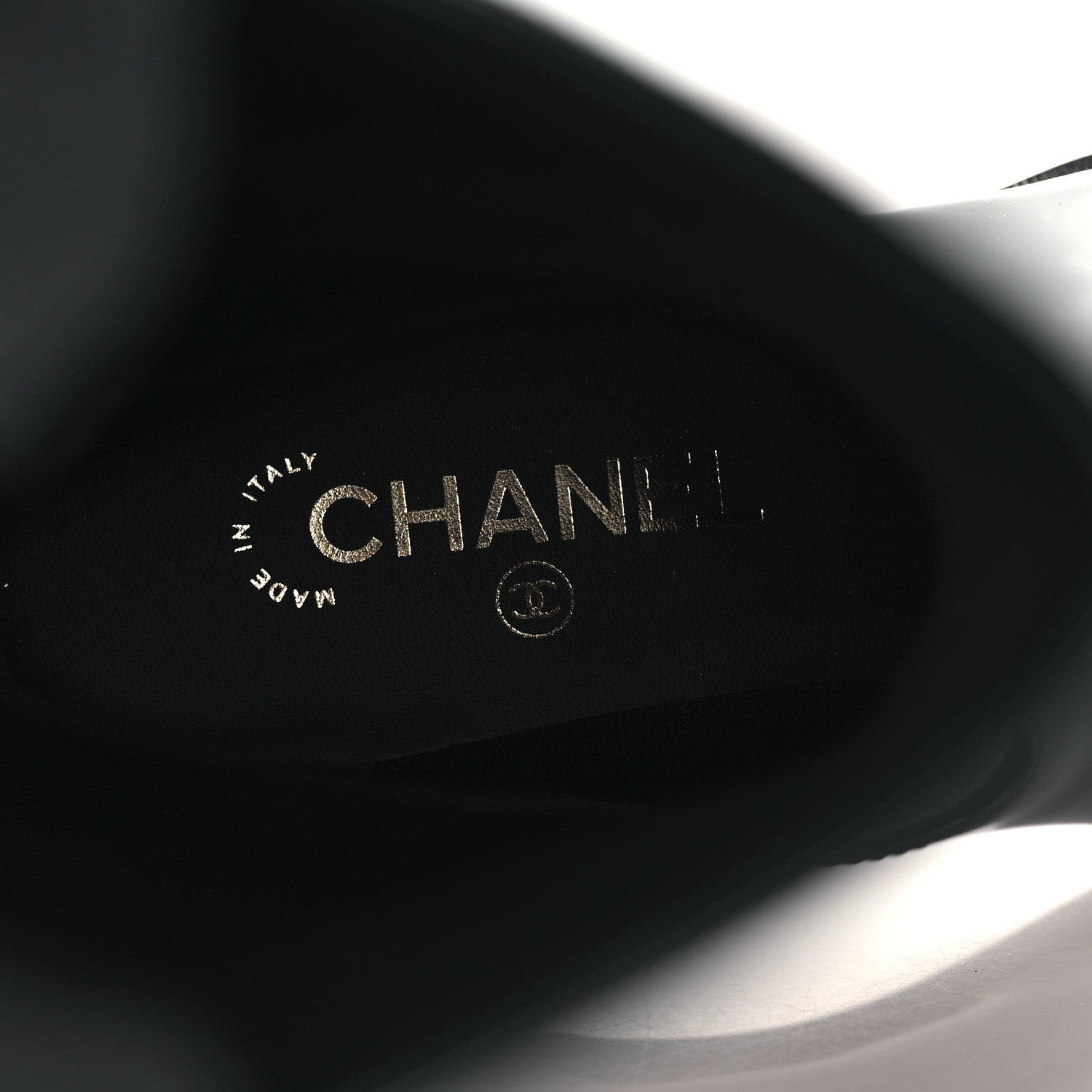 Chanel Patent CC Mid Calf Boots 38.5 Black 7 of 8