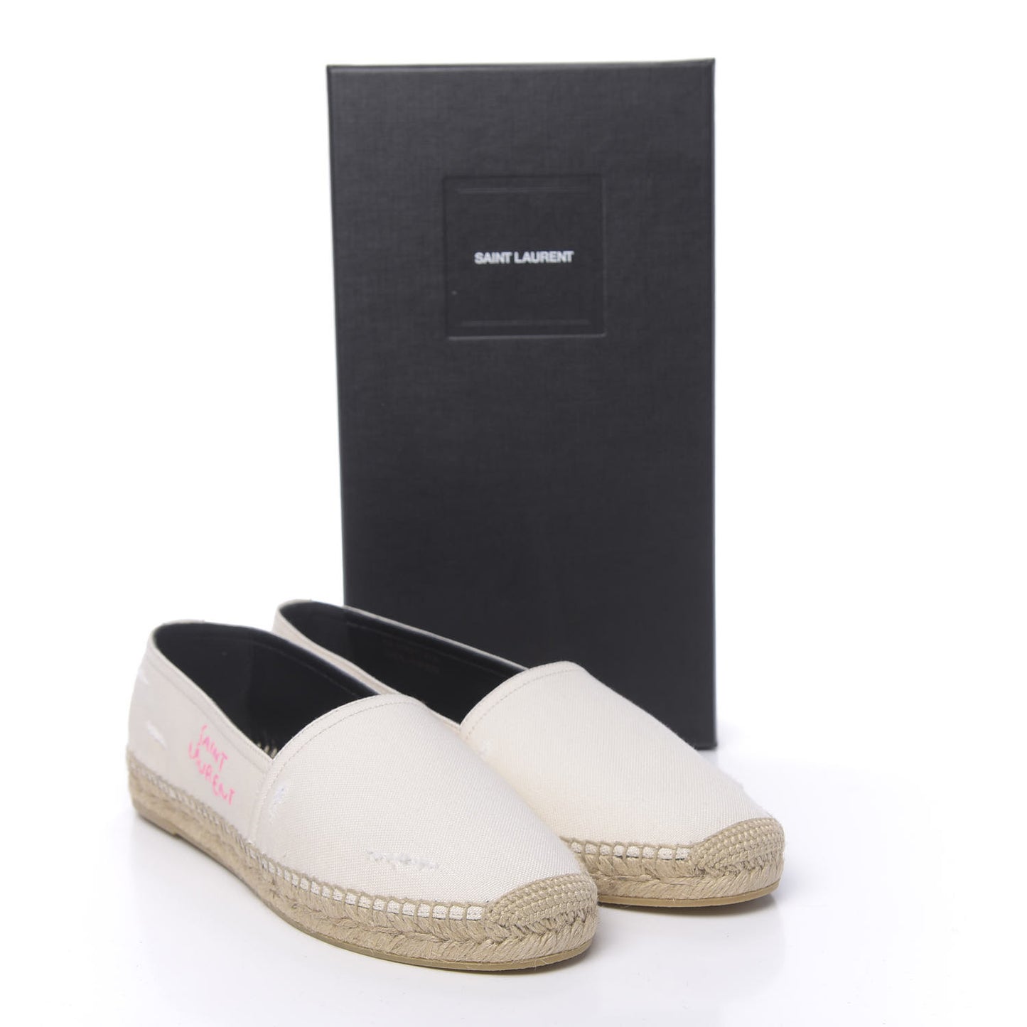 Canvas Elba Logo Embroidered Espadrilles 41.5 Panna