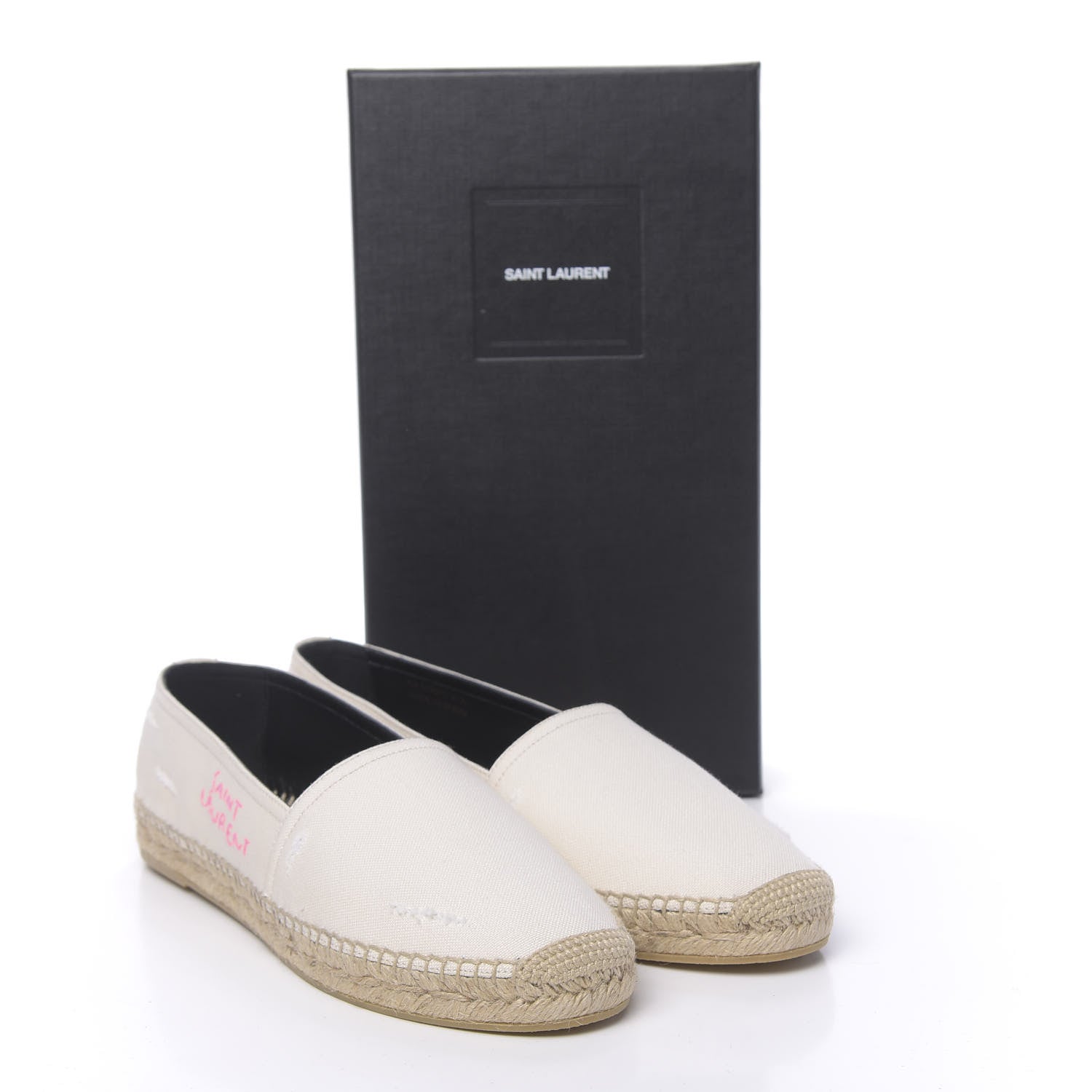 Saint Laurent Canvas Elba Logo Embroidered Espadrilles 41.5 Panna 9 of 9