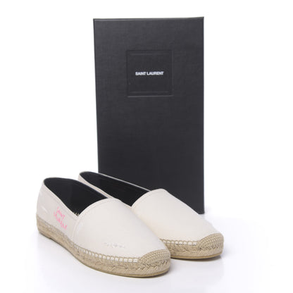 Saint Laurent Canvas Elba Logo Embroidered Espadrilles 41.5 Panna 9 of 9