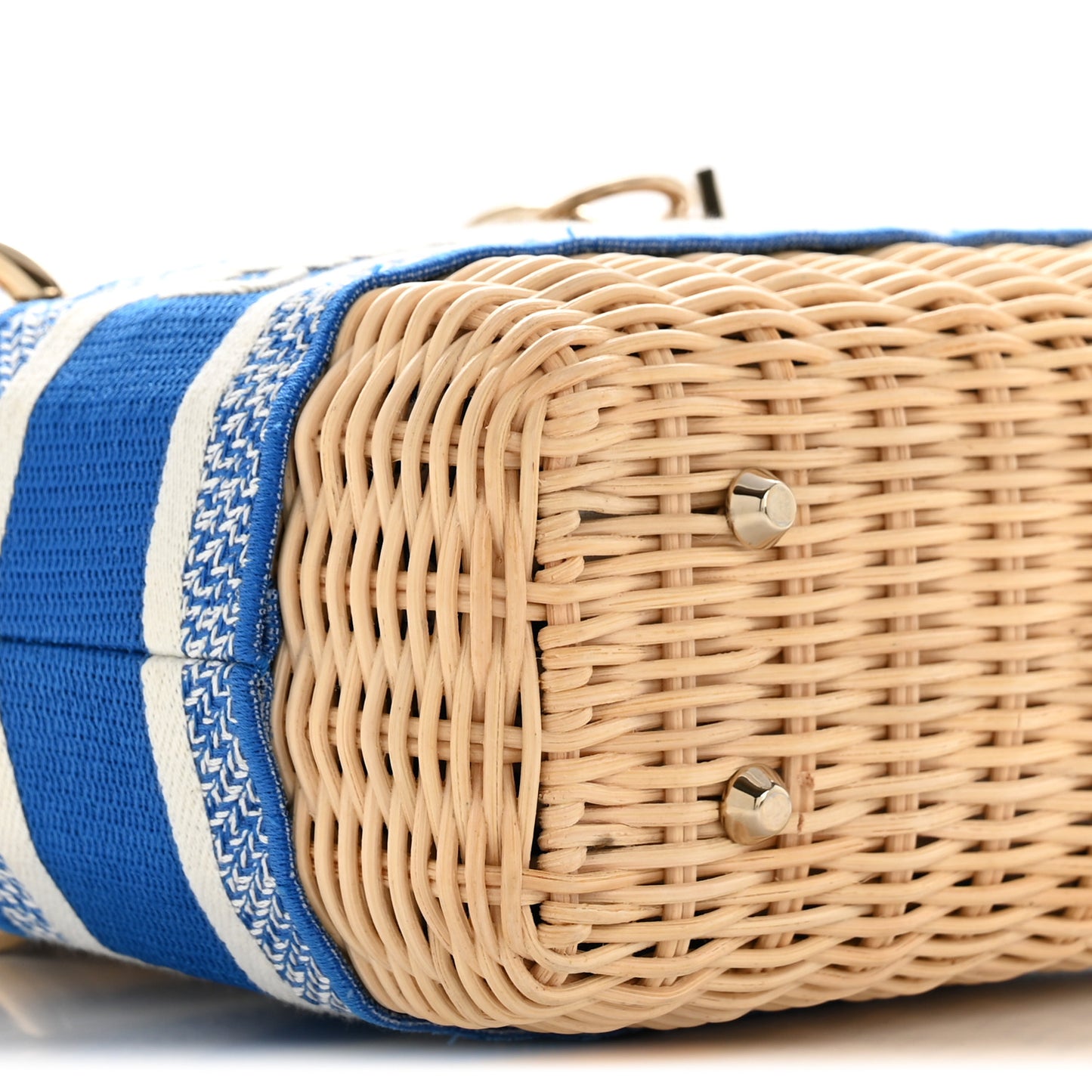 Wicker Oblique Mini Lady Dior Bag Florescent Blue