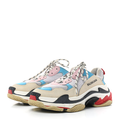 Balenciaga Fabric Mesh Womens Triple S Sneakers 41 White Blue Pink 3 of 7