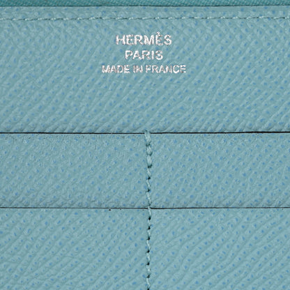 Hermes Epsom Printed Silk Flamingo Party Soie-Cool Wallet Mykonos Bleu Atoll 7 of 9