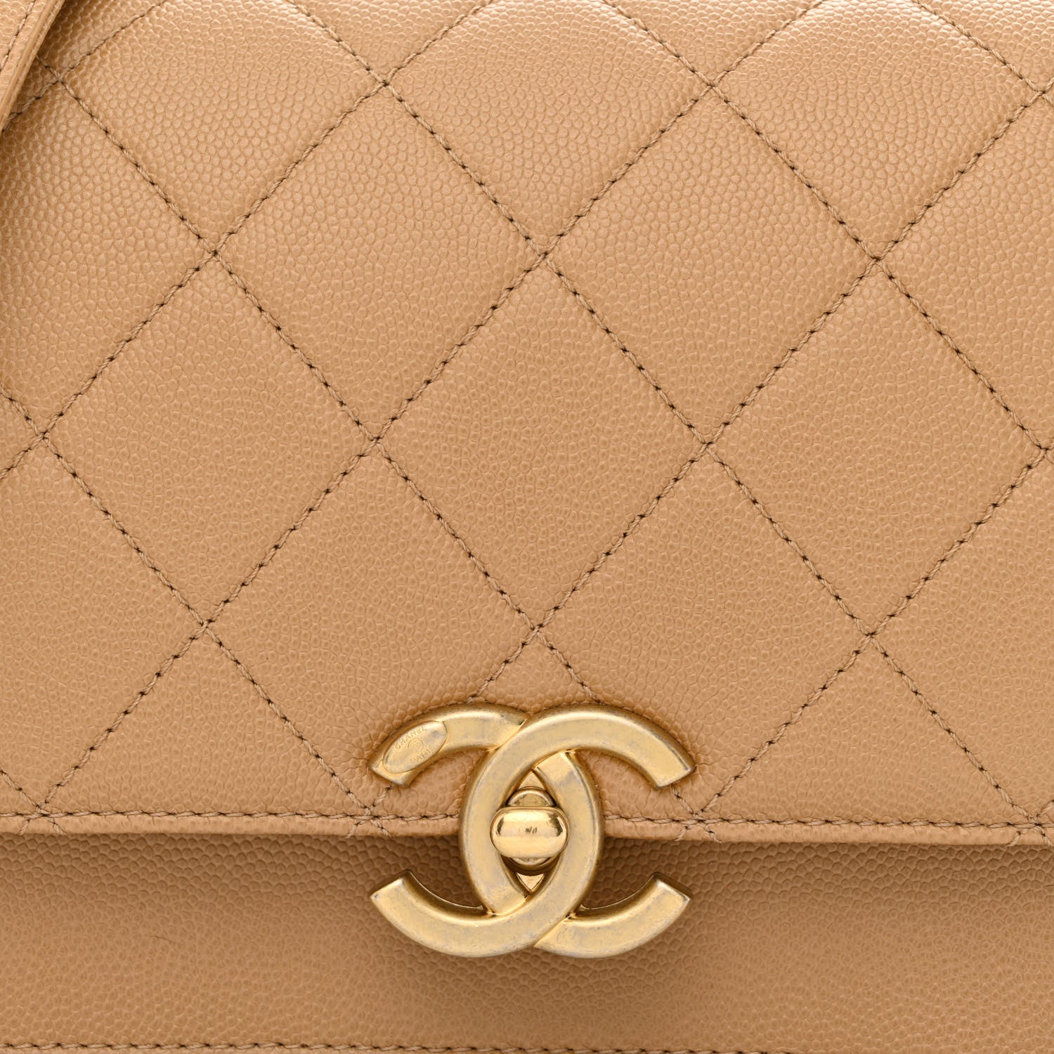 Chanel Caviar Mini Messenger Bag Beige 8 of 12