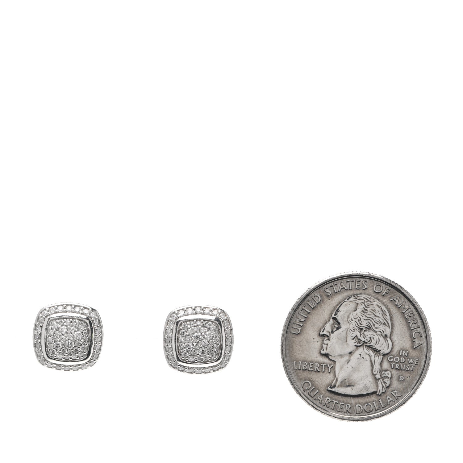 David Yurman Sterling Silver Diamond 7mm Pave Albion Earrings 2 of 4