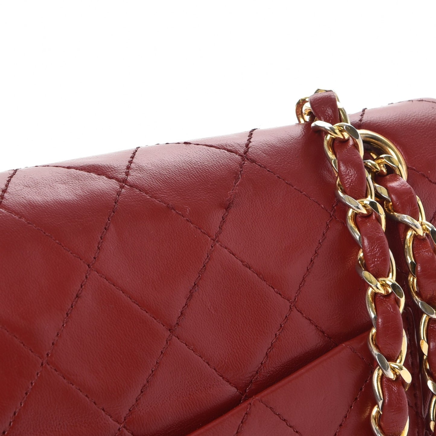 Lambskin Quilted Small Double Flap Red