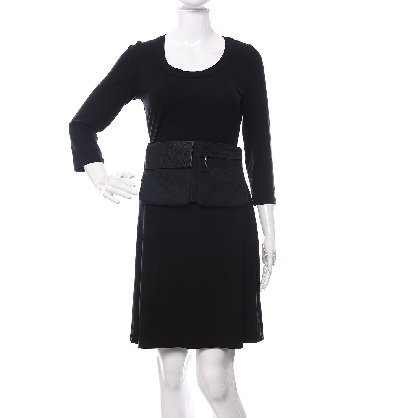 GG Monogram Double Pocket Belt Bag Black