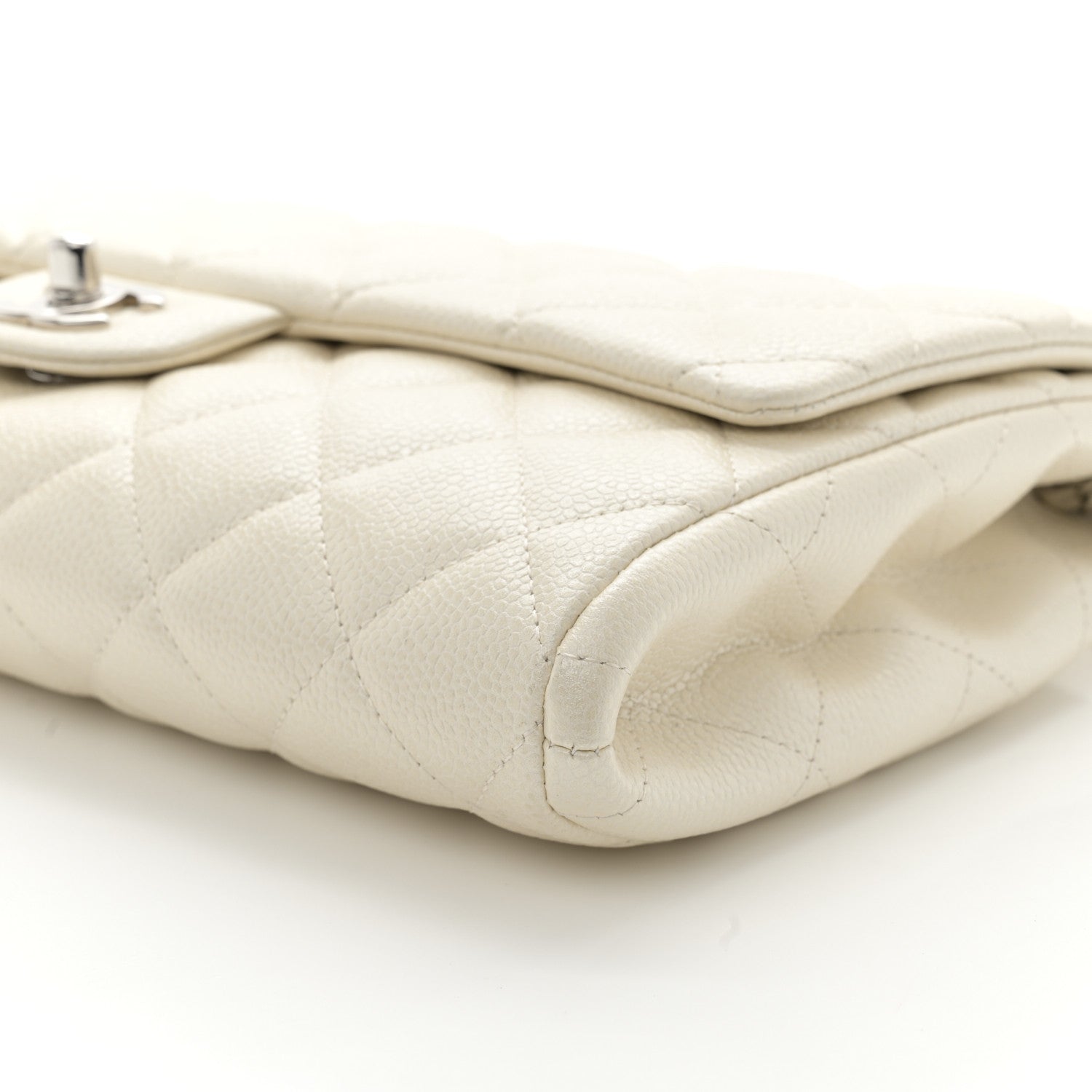 Chanel Pearly Caviar Quilted Clutch With Chain Flap Dark White 10 of 11