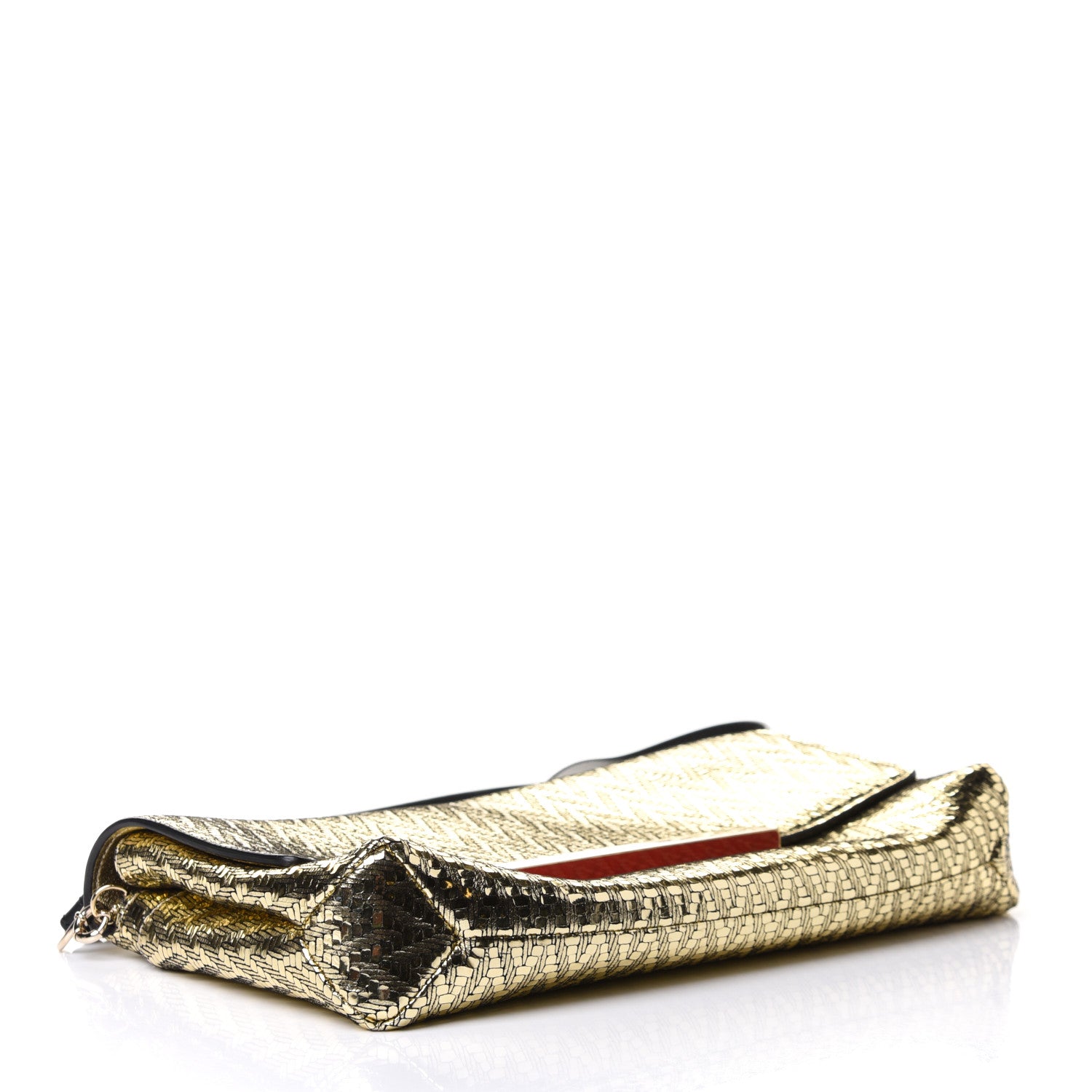 Christian Louboutin Laminated Specchio Chevron Rougissime Clutch Gold 4 of 11