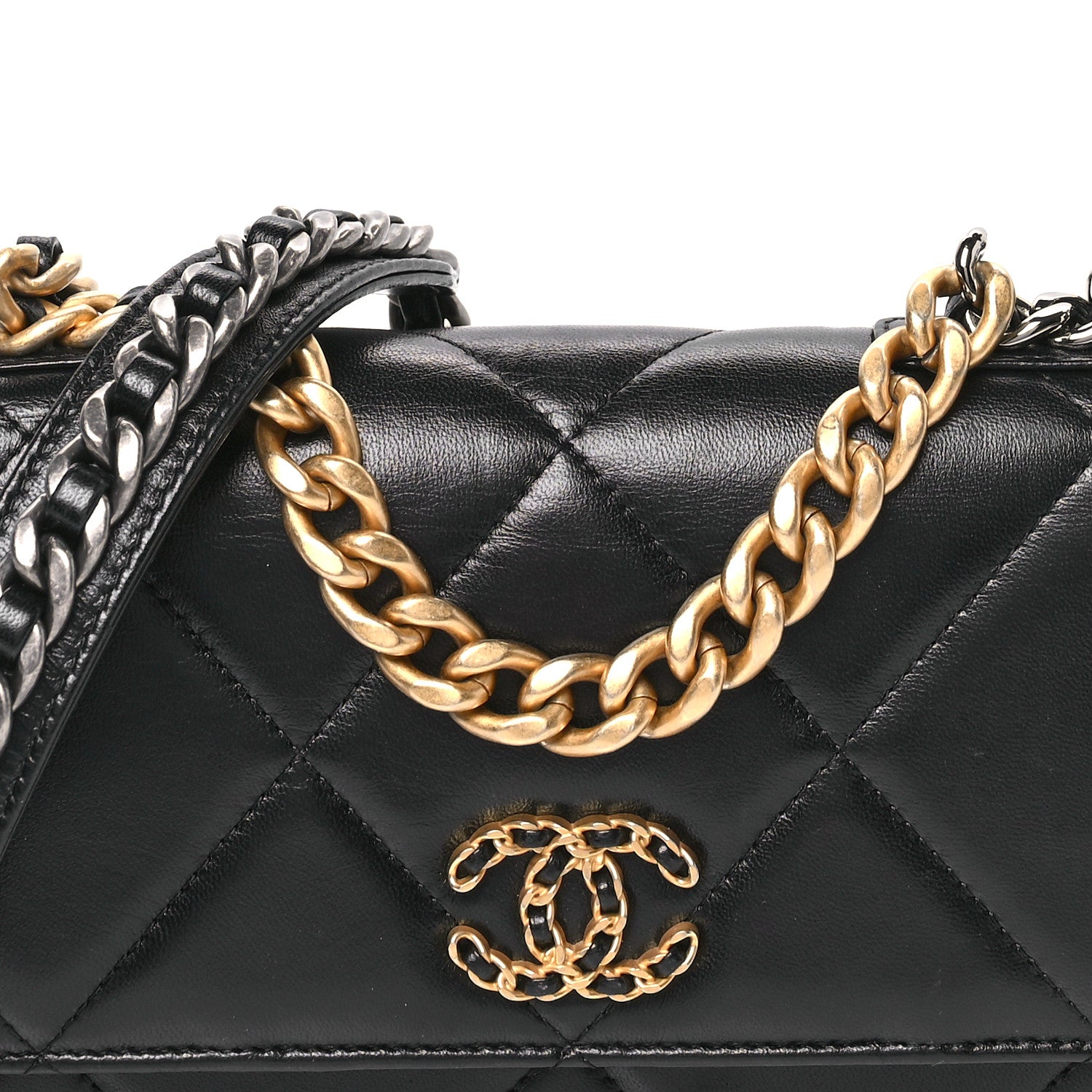Chanel Lambskin Quilted Chanel 19 Wallet On Chain WOC Black 9 of 11