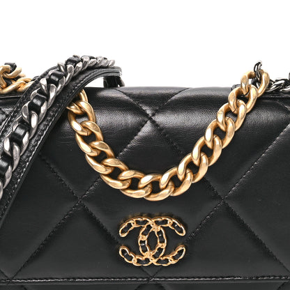 Chanel Lambskin Quilted Chanel 19 Wallet On Chain WOC Black 9 of 11