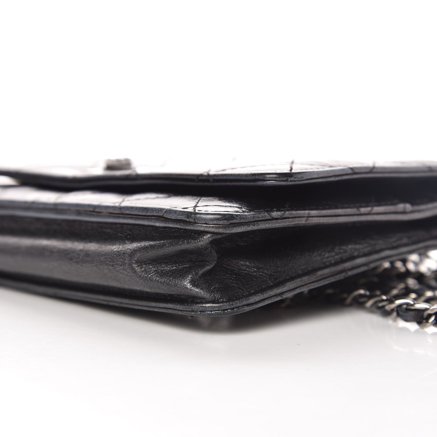 Glazed Aged Calfskin Reissue Wallet On Chain WOC Grey