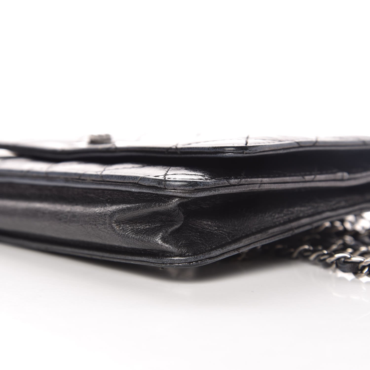 Chanel Glazed Aged Calfskin Reissue Wallet On Chain WOC Grey 10 of 13