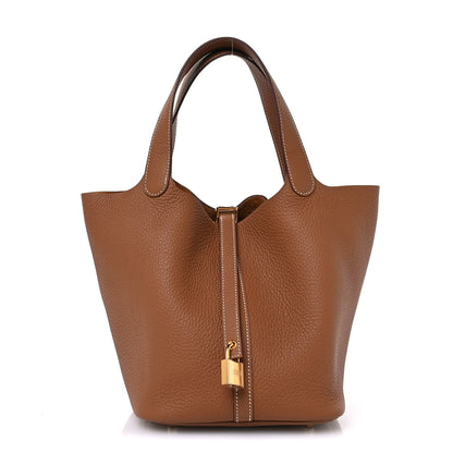 Hermes Taurillon Clemence Picotin Lock 22 MM Gold 8 of 11