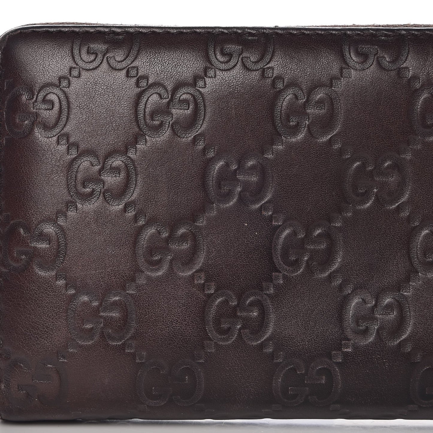 Guccissima Margaux Calfskin Metal Bar Zip Around Wallet Chocolate