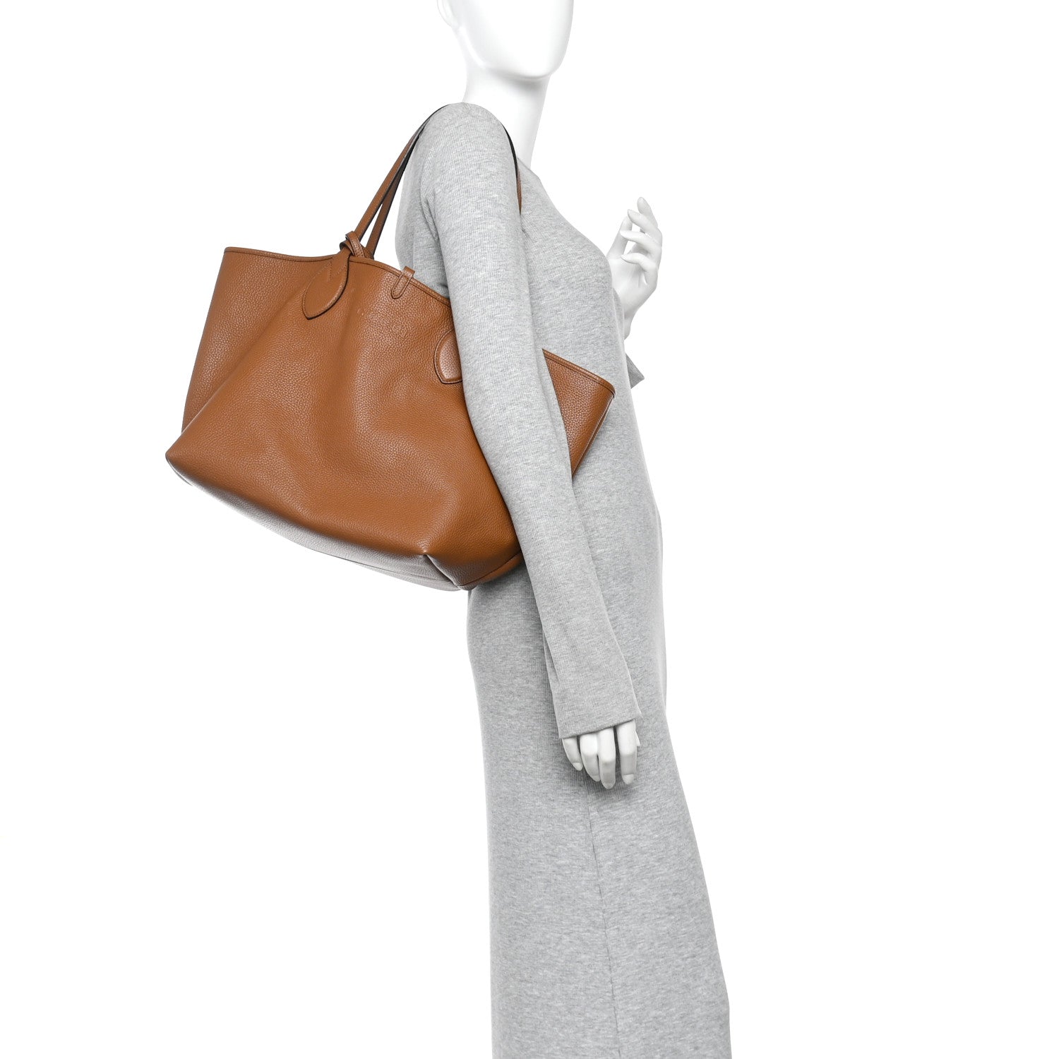 Gucci Grained Calfskin Monogram Large Totissima Reversible Tote Brown 2 of 11