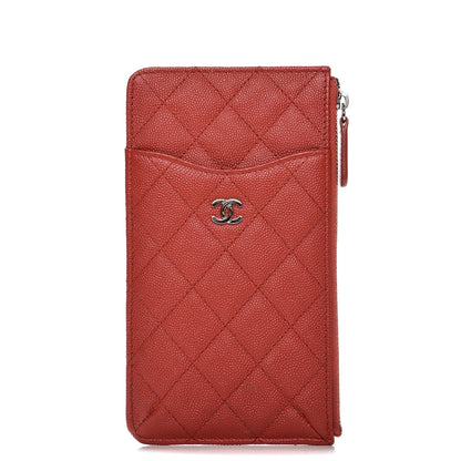 Chanel Caviar Quilted Flat Wallet Pouch Red 1 of 8