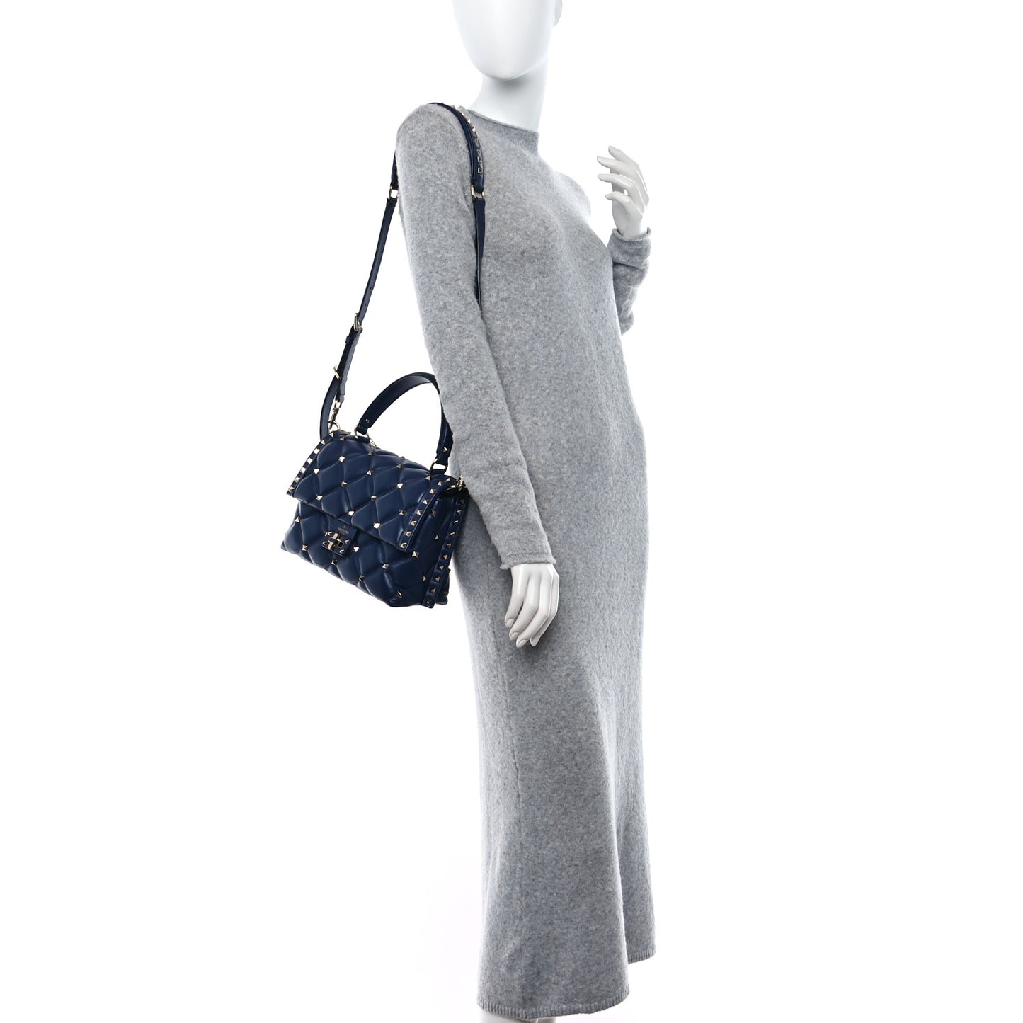 Nappa Medium Candystud Top Handle Bag Navy