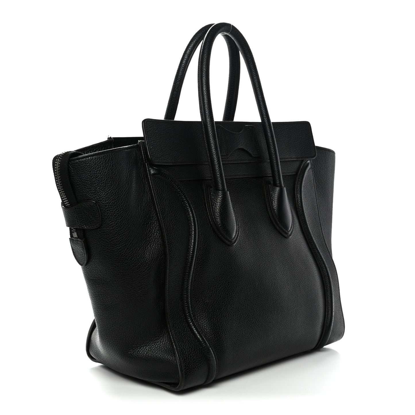 Drummed Calfskin Mini Luggage Black
