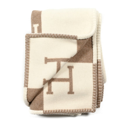 Hermes Wool Cashmere Avalon Baby Blanket Noisette Moyen White 2 of 3