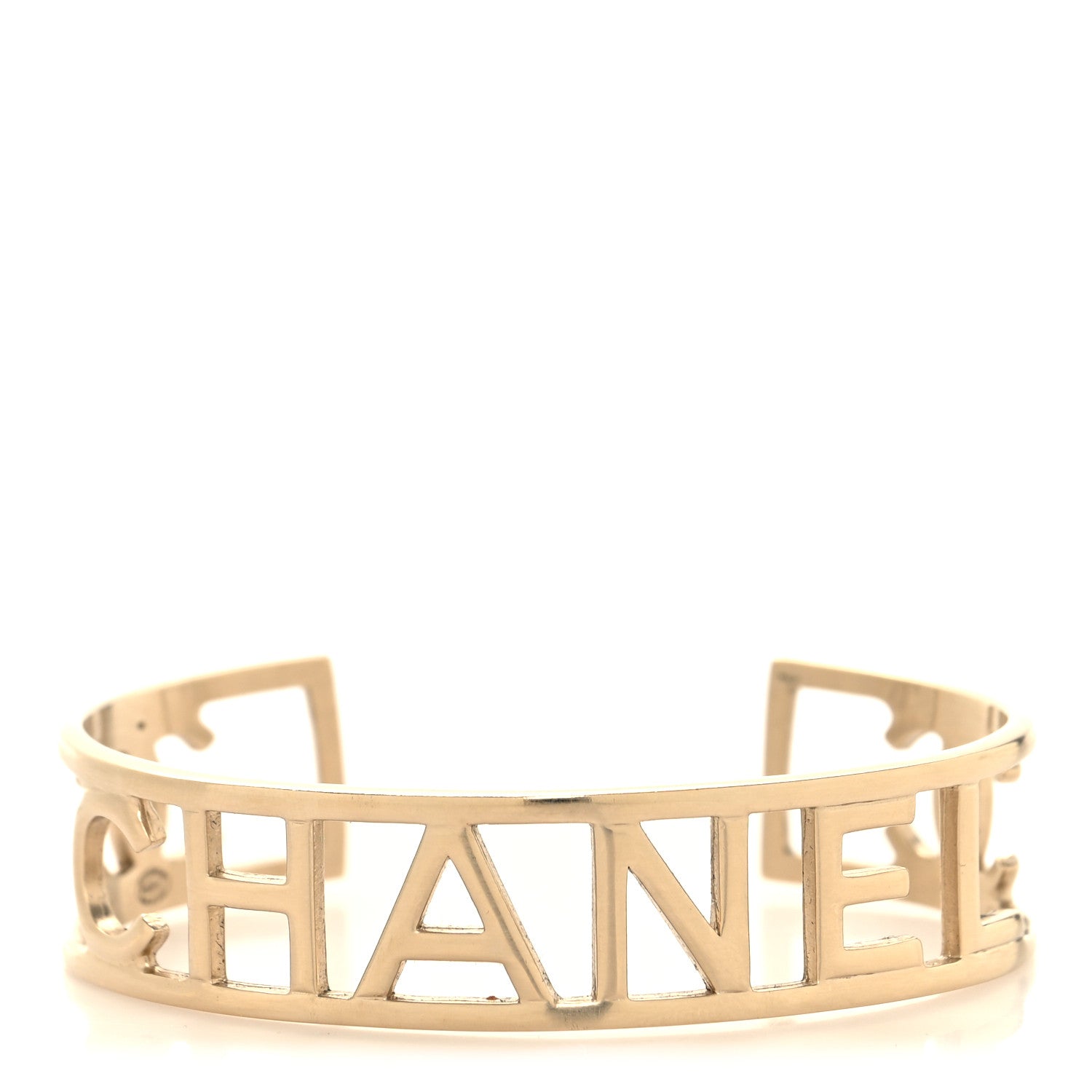 Chanel Metal Logo Cuff Bracelet Light Gold 1 of 4