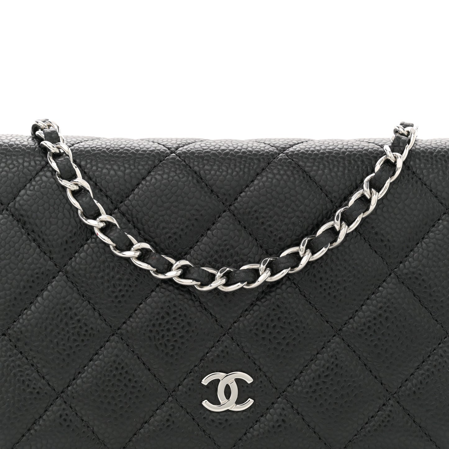 Caviar Quilted Wallet on Chain WOC Black