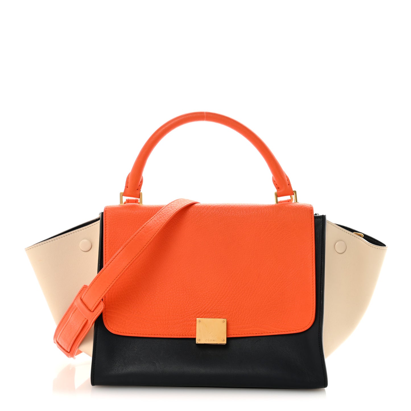 Bullhide Calfskin Small Tri-Color Trapeze Fluo Orange