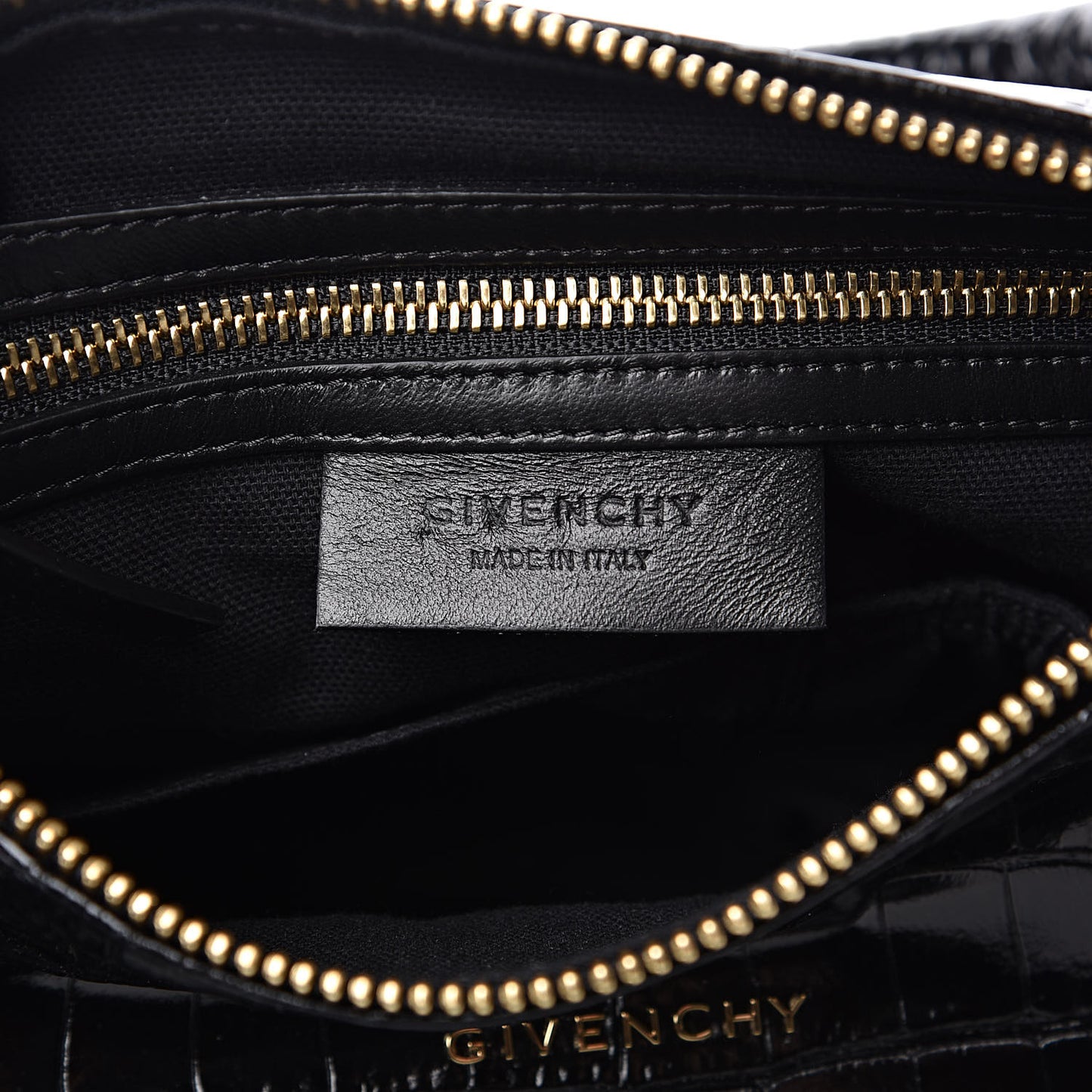 Calfskin Crocodile Embossed Small Pandora Black