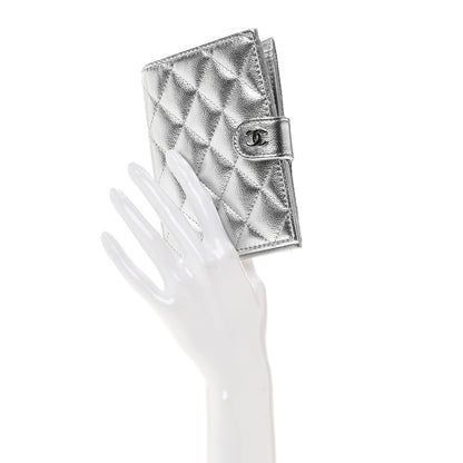 Chanel Metallic Caviar Quilted Passport Holder Silver 2 of 9