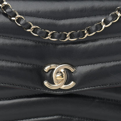 Chanel Shiny Lambskin Chevron Quilted Miroir Black 8 of 11
