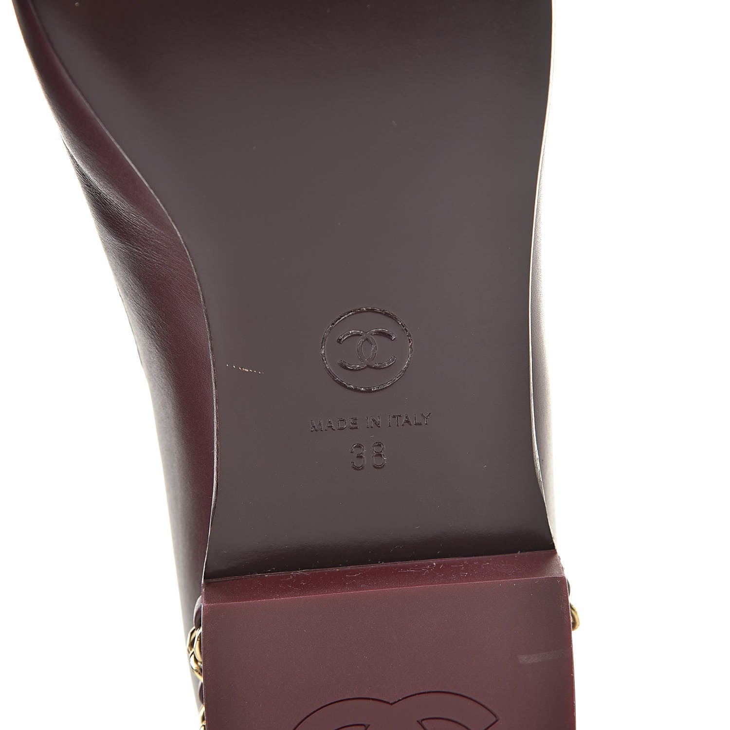 Chanel Calfskin CC Chain Mocassin Loafers 38 Burgundy 8 of 10