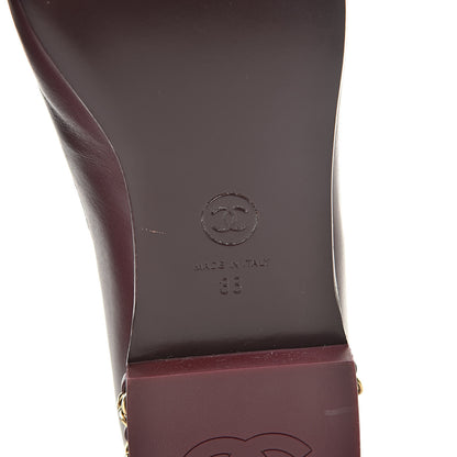 Chanel Calfskin CC Chain Mocassin Loafers 38 Burgundy 8 of 10
