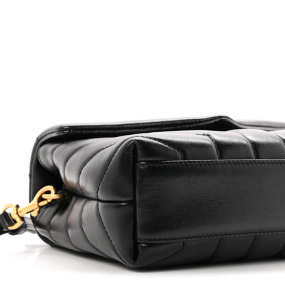 Saint Laurent Calfskin Y Quilted Monogram Toy Loulou Crossbody Bag Black 9 of 10