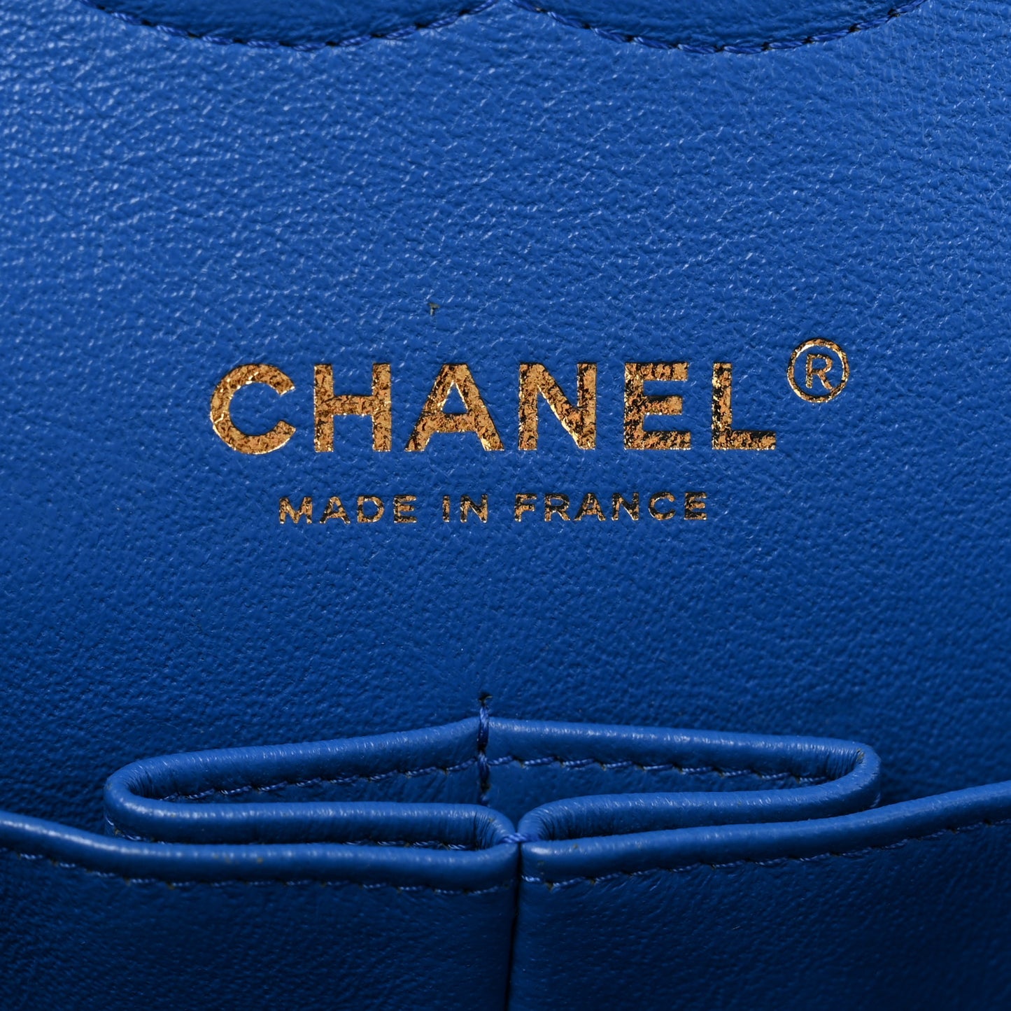 Lambskin Quilted Medium Double Flap Blue