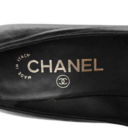 Chanel Lambskin Patent Calfskin Cap Toe CC Pumps 37 Black 7 of 8