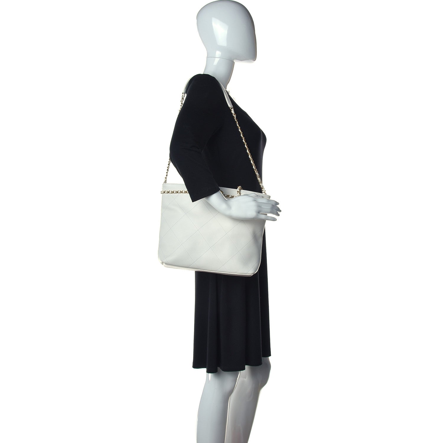 Chanel Calfskin Stitched Small Shopping Tote White 2 of 12