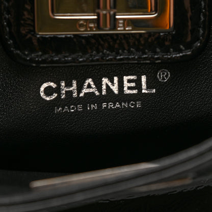 Chanel Patent Mademoiselle Lock Convertible Wrist Clutch Bag Black 7 of 8