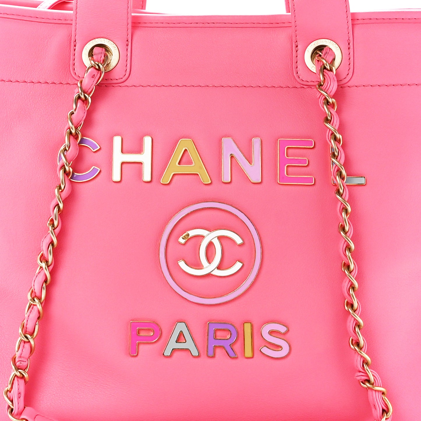 Calfskin Medium Deauville Tote Coral Pink