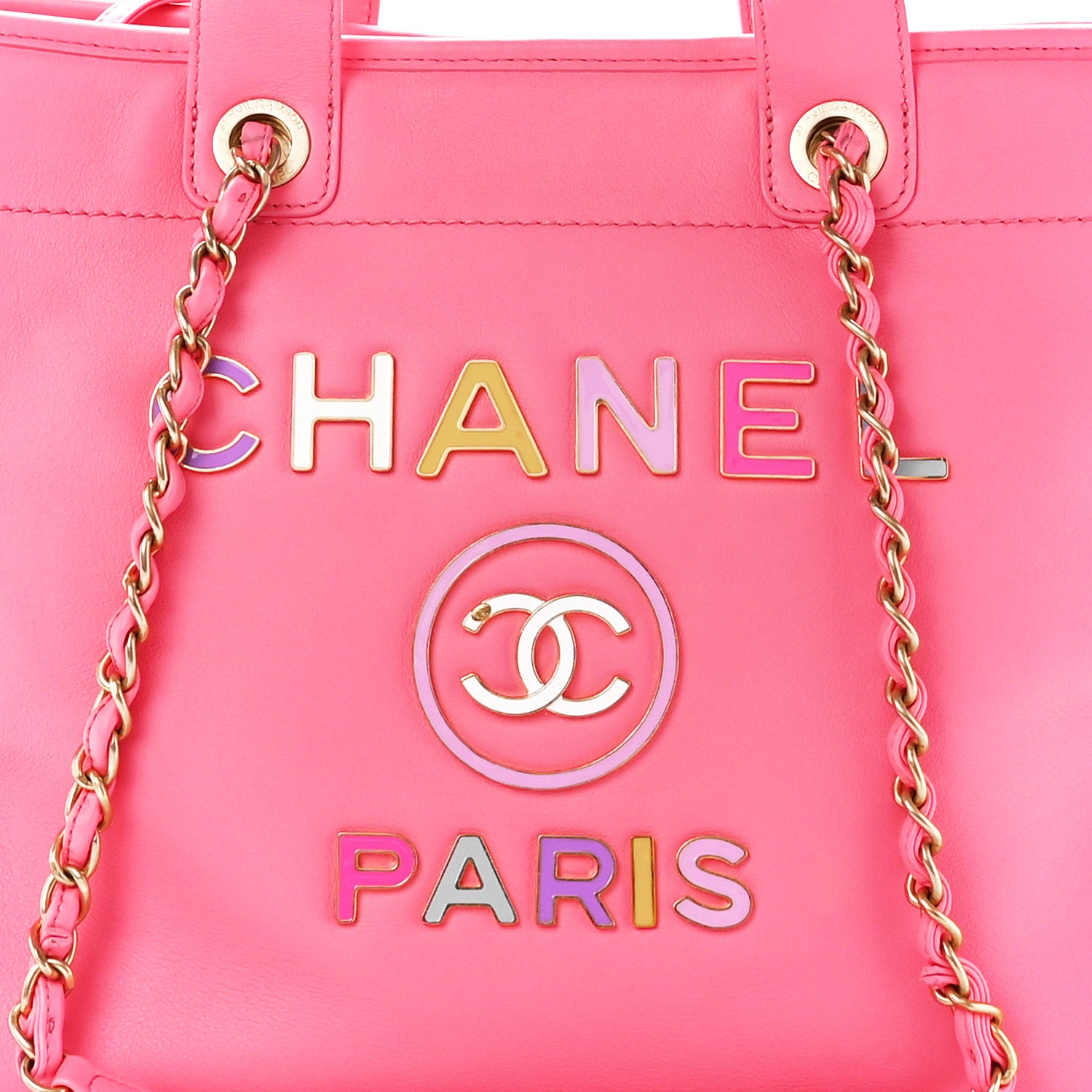 Chanel Calfskin Medium Deauville Tote Coral Pink 9 of 14