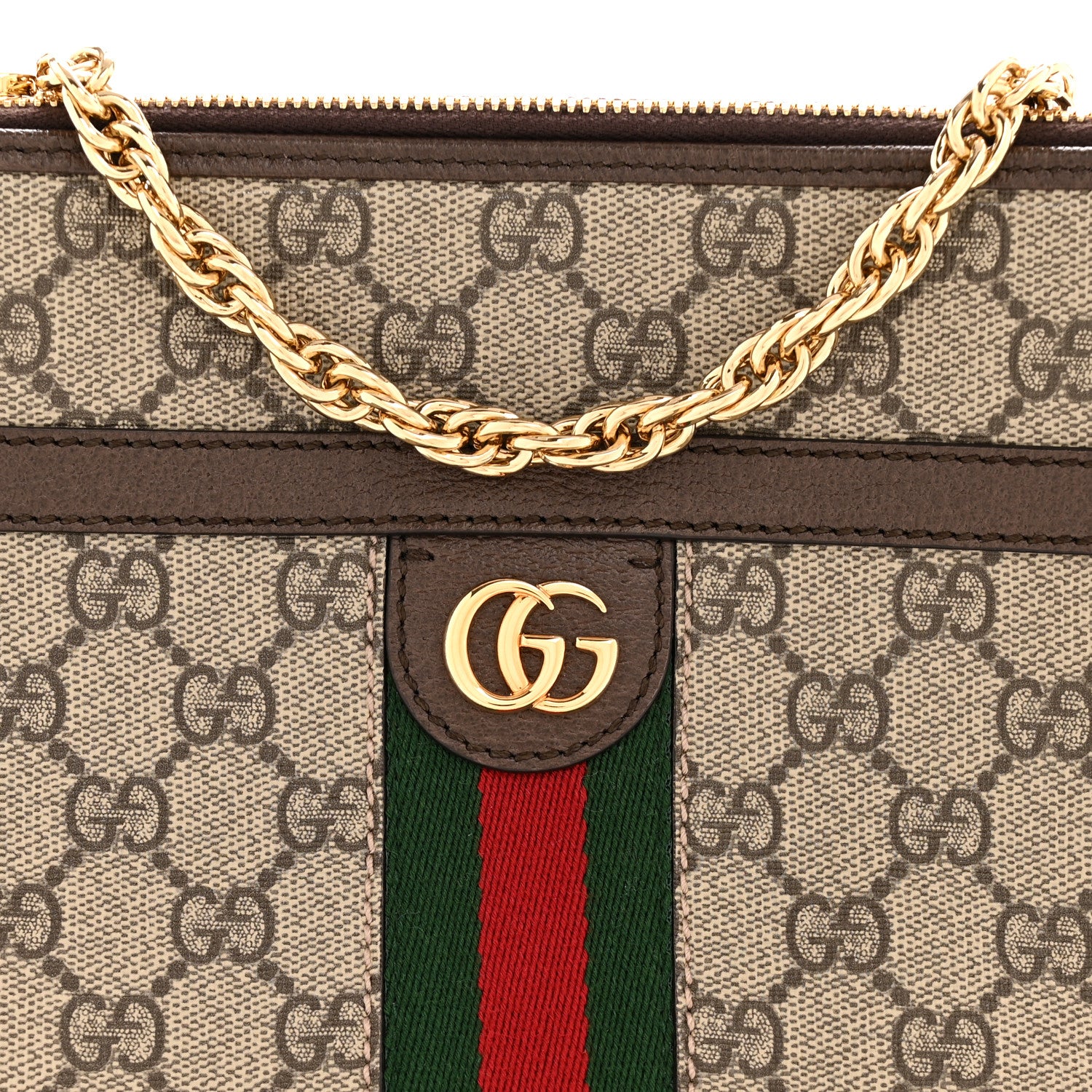 Gucci GG Supreme Monogram Web Ophidia Chain Shoulder Bag Brown 8 of 11