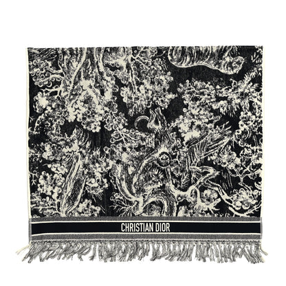 Christian Dior Cotton Toile De Jouy Reverse Towel Black Ivory 1 of 3
