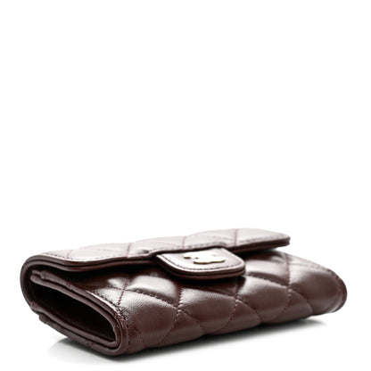 Chanel Lambskin Quilted Flap Card Holder Wallet Dark Brown 4 of 9