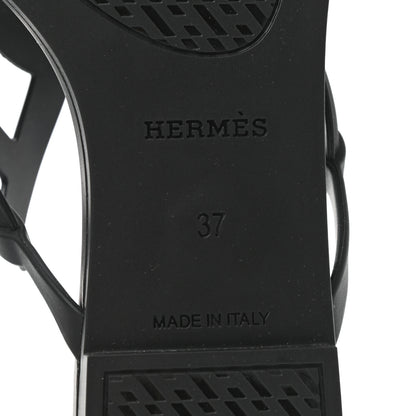 Hermes Rubber Womens Egerie Sandals 37 Black 6 of 8