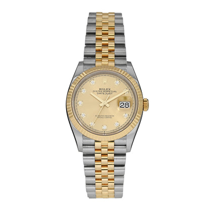 Rolex Stainless Steel 18K Yellow Gold Diamond 36mm Oyster Perpetual Datejust Watch Champagne 126233 1 of 5