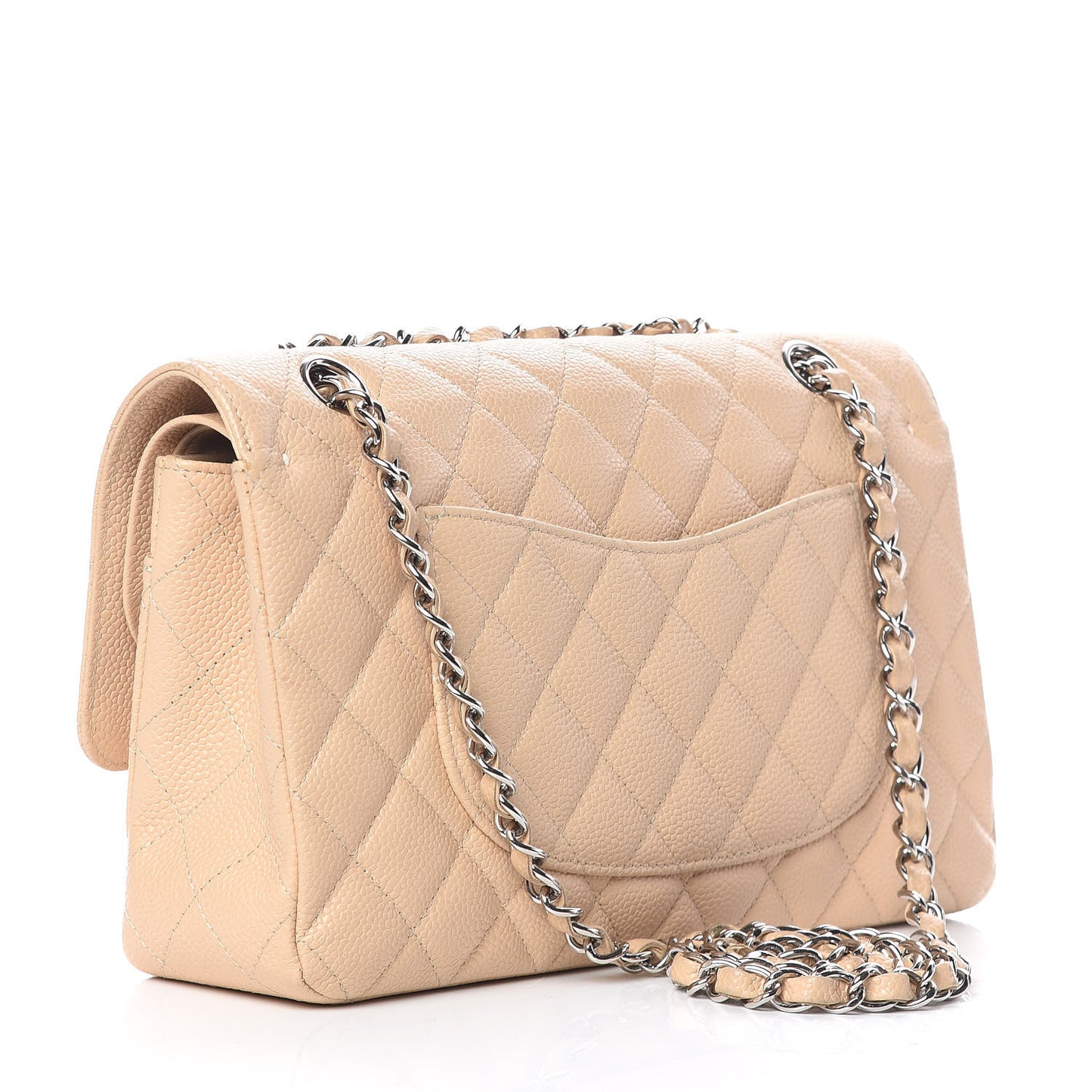 Caviar Quilted Medium Double Flap Beige Clair