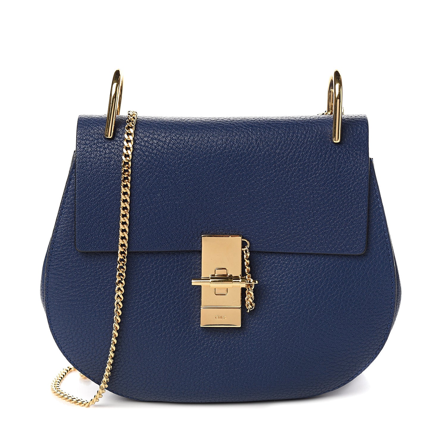 Grained Lambskin Drew Shoulder Bag Royal Navy